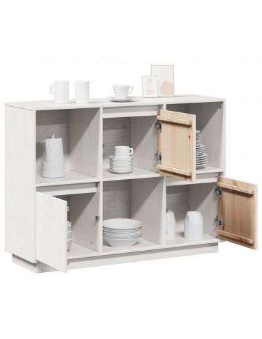 Credenza Bianca 110,5x35x80 cm in Legno Massello di Pino