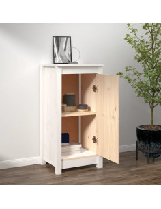 Credenza Bianca 40x35x80 cm in Legno Massello di Pino