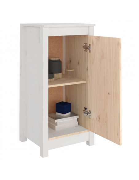 Credenza Bianca 40x35x80 cm in Legno Massello di Pino
