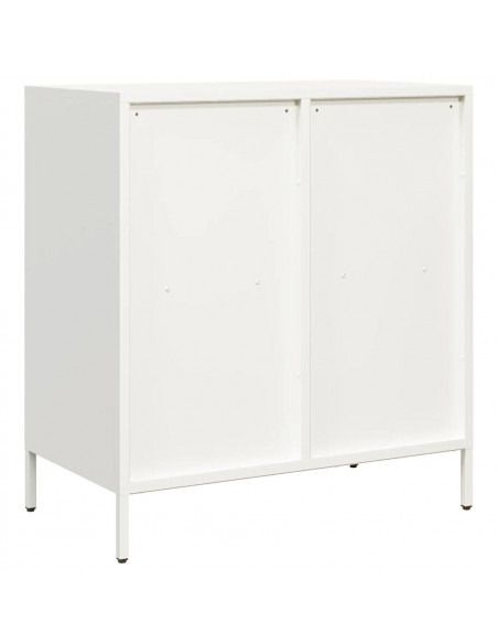 Credenza Bianca 68x39x73,5 cm in Acciaio Laminato a Freddo