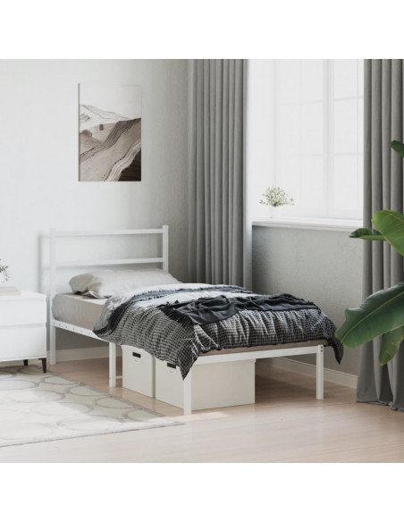 Giroletto con Testiera Metallo Bianco 90x190 cm