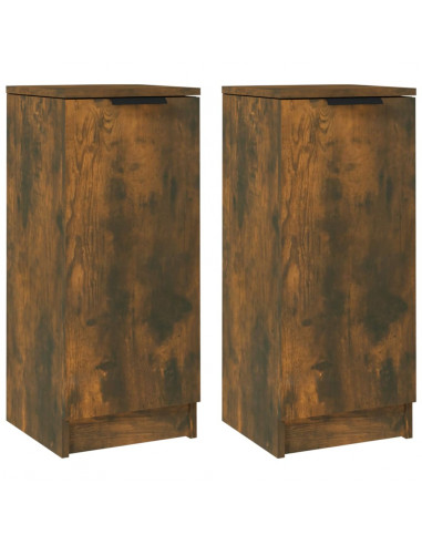 Credenze 2 pz Rovere Fumo 30x30x70 cm in Legno Multistrato
