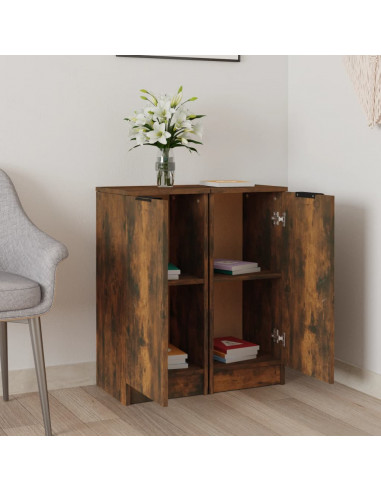 Credenze 2 pz Rovere Fumo 30x30x70 cm in Legno Multistrato