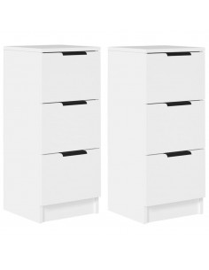 Credenze 2 pz Bianche 30x30x70 cm in Legno Multistrato 2