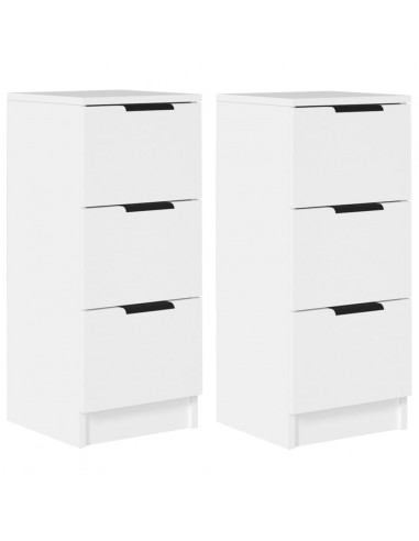 Credenze 2 pz Bianche 30x30x70 cm in Legno Multistrato