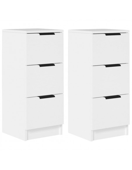 Credenze 2 pz Bianche 30x30x70 cm in Legno Multistrato