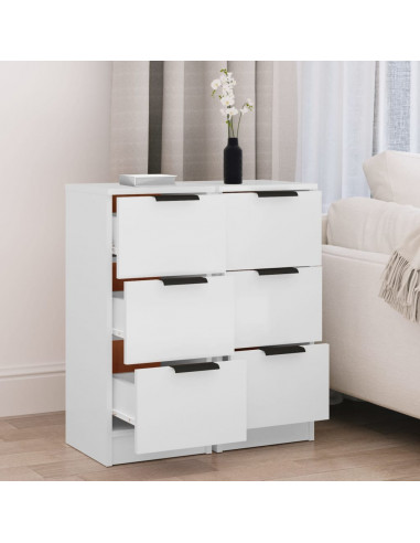 Credenze 2 pz Bianche 30x30x70 cm in Legno Multistrato