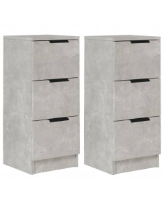Credenze 2 pz Grigio Cemento 30x30x70 cm in Legno Multistrato 2