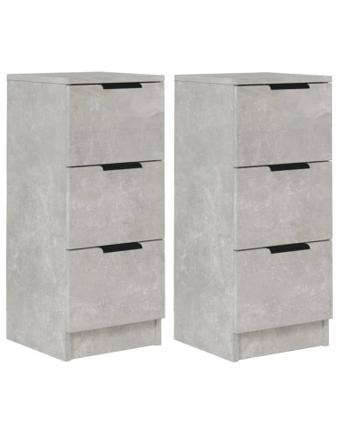 Credenze 2 pz Grigio Cemento 30x30x70 cm in Legno Multistrato