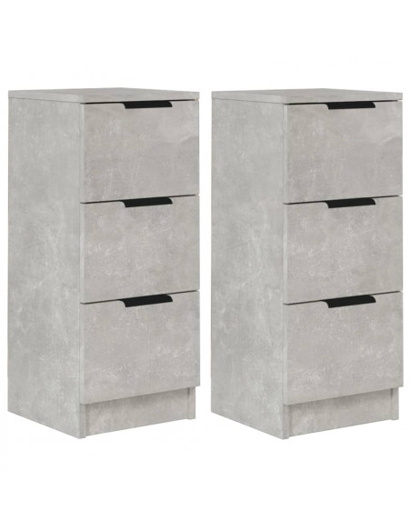Credenze 2 pz Grigio Cemento 30x30x70 cm in Legno Multistrato