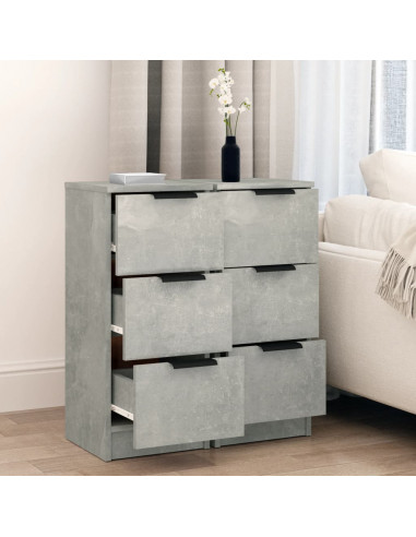Credenze 2 pz Grigio Cemento 30x30x70 cm in Legno Multistrato