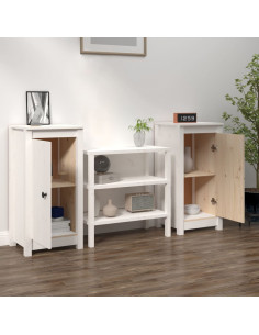 Credenze 2 pz Bianche 40x35x80 cm in Legno Massello di Pino