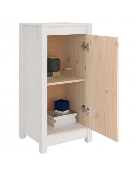 Credenze 2 pz Bianche 40x35x80 cm in Legno Massello di Pino