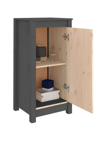 Credenze 2 pz Grigie 40x35x80 cm in Legno Massello di Pino
