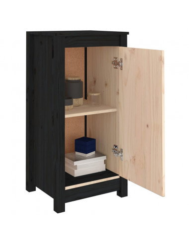 Credenze 2 pz Nere 40x35x80 cm in Legno Massello di Pino