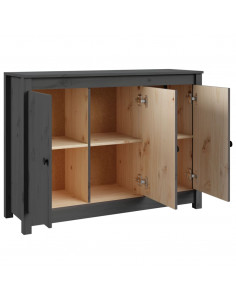 Credenza Grigia 100x35x74 cm in Legno Massello di Pino 2