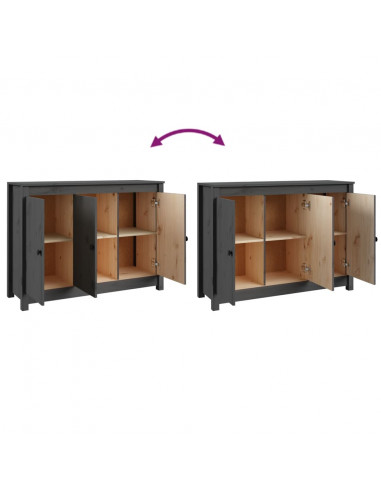 Credenza Grigia 100x35x74 cm in Legno Massello di Pino