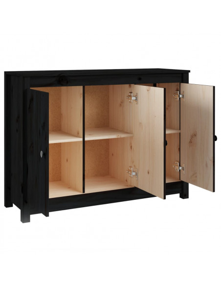 Credenza Nera 100x35x74 cm in Legno Massello di Pino