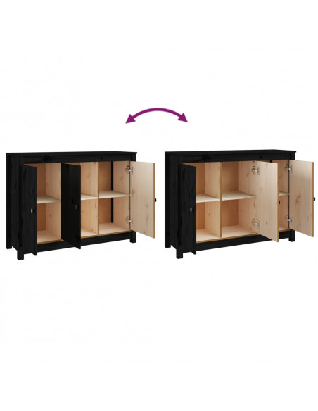 Credenza Nera 100x35x74 cm in Legno Massello di Pino