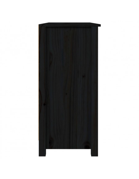 Credenza Nera 100x35x74 cm in Legno Massello di Pino