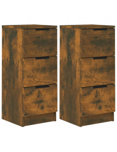 Credenze 2 pz Rovere Fumo 30x30x70 cm in Legno Multistrato 2