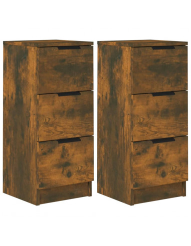 Credenze 2 pz Rovere Fumo 30x30x70 cm in Legno Multistrato