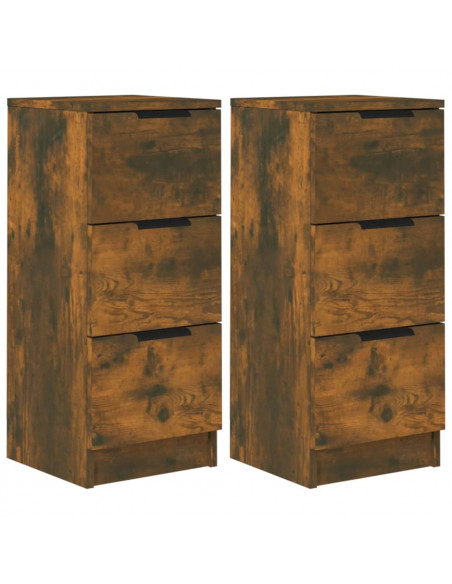 Credenze 2 pz Rovere Fumo 30x30x70 cm in Legno Multistrato
