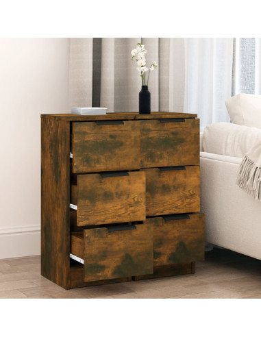 Credenze 2 pz Rovere Fumo 30x30x70 cm in Legno Multistrato