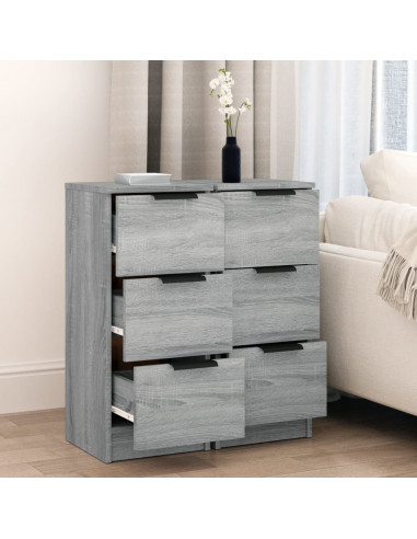 Credenze 2 pz Grigio Sonoma 30x30x70 cm in Legno Multistrato