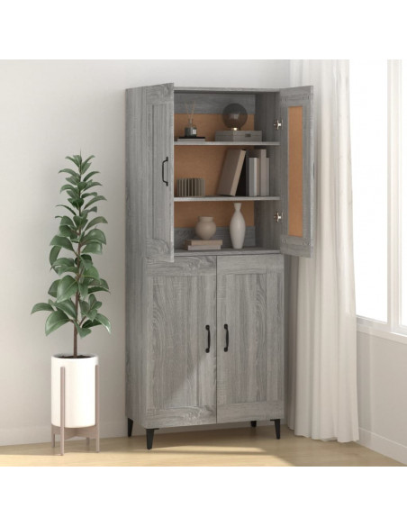 Credenza Grigio Sonoma 69,5x34x90 cm in Legno Multistrato