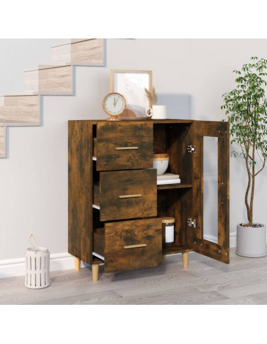 Credenza Rovere Fumo 69,5x34x90 cm in Legno Multistrato