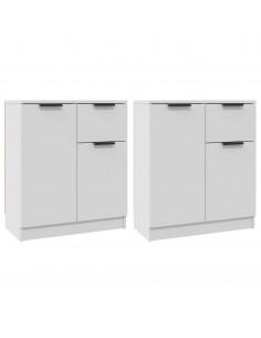 Credenze 2 pz Bianche 60x30x70 cm in Legno Multistrato 2