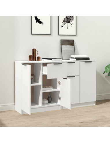 Credenze 2 pz Bianche 60x30x70 cm in Legno Multistrato