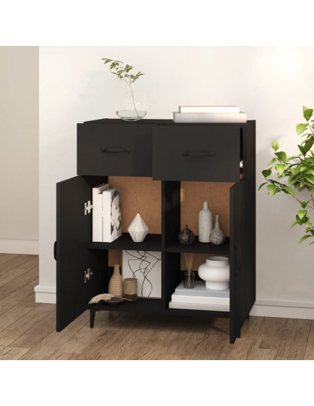 Credenza Nera 69,5x34x90 cm in Legno Multistrato