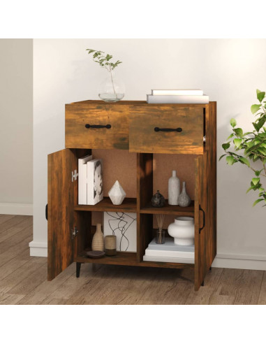 Credenza Rovere Fumo 69,5x34x90 cm in Legno Multistrato