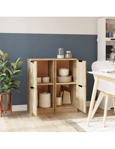 Credenze 2 pz Rovere Sonoma 30x30x70 cm in Legno Multistrato