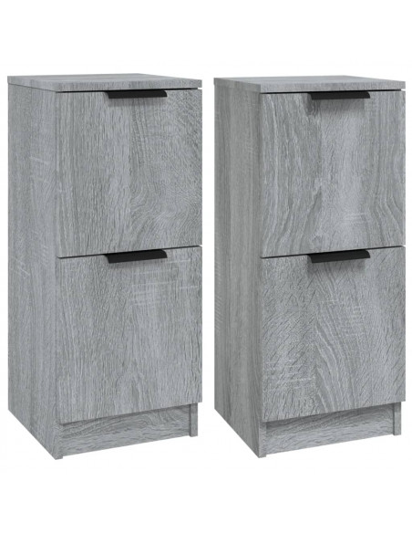 Credenze 2 pz Grigio Sonoma 30x30x70 cm in Legno Multistrato
