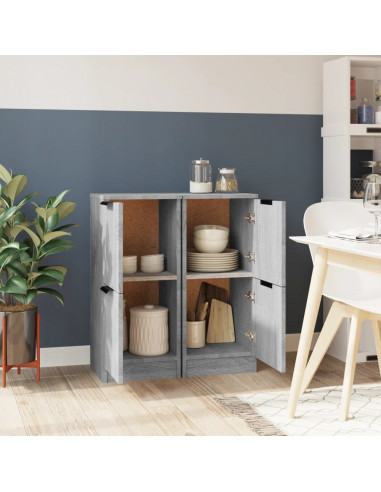 Credenze 2 pz Grigio Sonoma 30x30x70 cm in Legno Multistrato