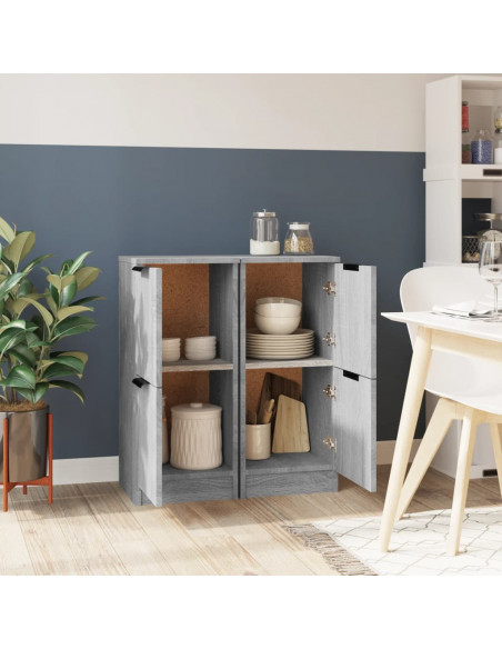 Credenze 2 pz Grigio Sonoma 30x30x70 cm in Legno Multistrato