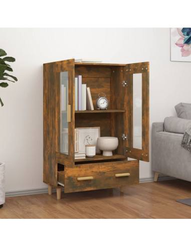 Credenza Rovere Fumo 70x31x115 cm in Legno Multistrato