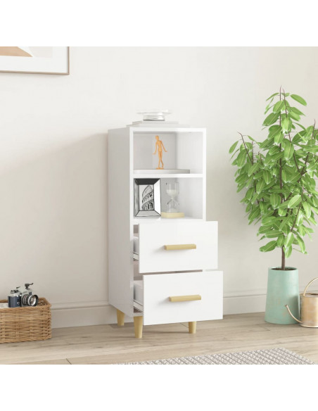 Credenza 34,5x34x90 cm in Legno Multistrato Bianco Lucido