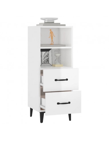 Credenza 34,5x34x90 cm in Legno Multistrato Bianco Lucido