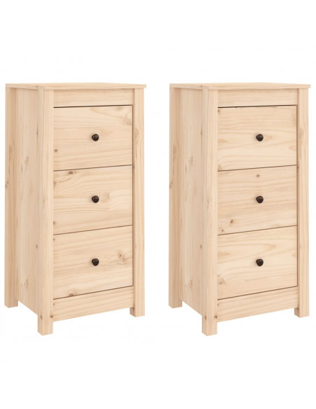 Credenze 2 pz 40x35x80 cm in Legno Massello di Pino