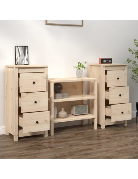 Credenze 2 pz 40x35x80 cm in Legno Massello di Pino