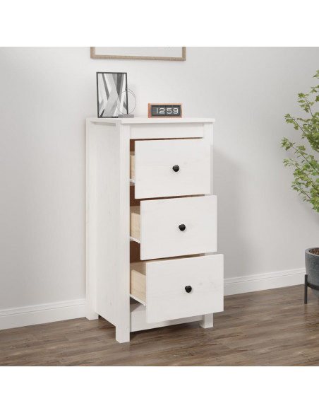 Credenza Bianca 40x35x80 cm in Legno Massello di Pino