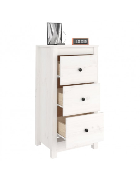 Credenze 2 pz Bianche 40x35x80 cm in Legno Massello di Pino