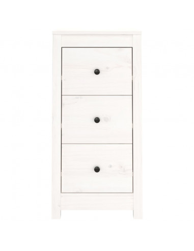 Credenze 2 pz Bianche 40x35x80 cm in Legno Massello di Pino