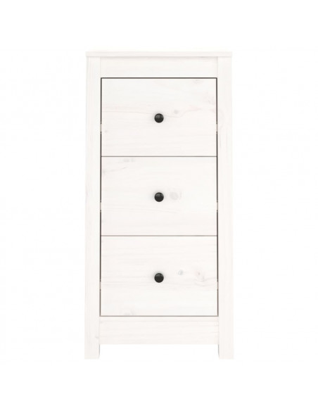 Credenze 2 pz Bianche 40x35x80 cm in Legno Massello di Pino