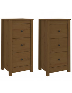 Credenze 2 pz Miele 40x35x80 cm in Legno Massello di Pino 2