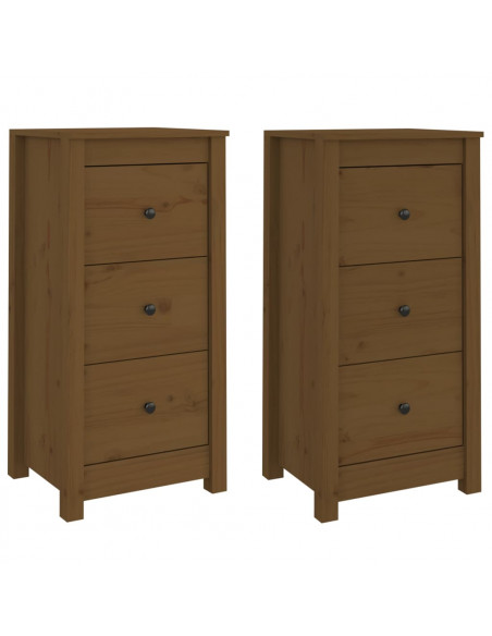 Credenze 2 pz Miele 40x35x80 cm in Legno Massello di Pino